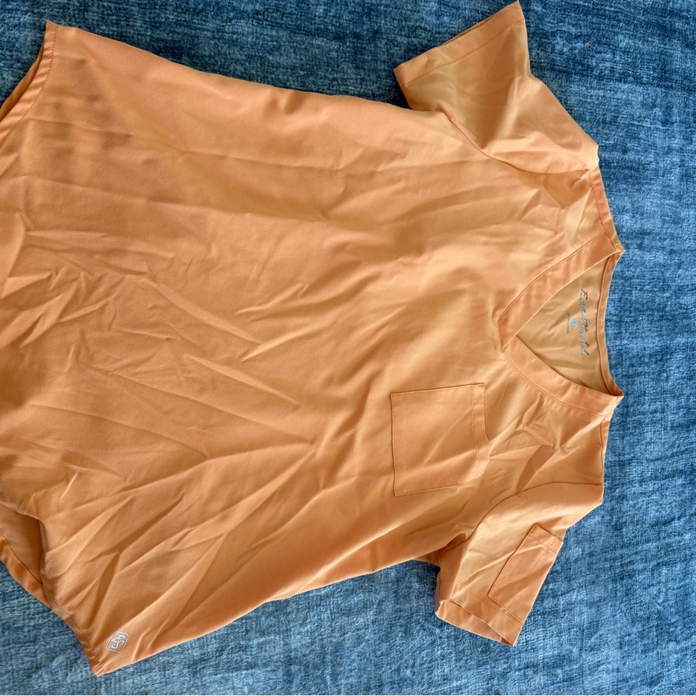 Women's Orange V-Neck Scrub Top